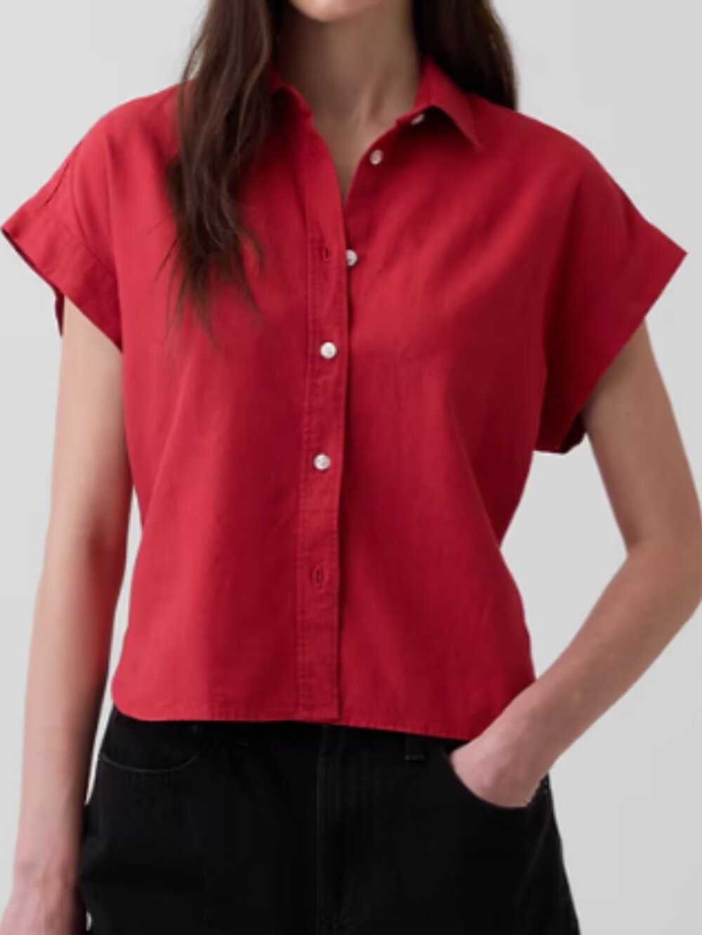 Gap Linen-Blend Oversized Shirt - Red XXL NWT